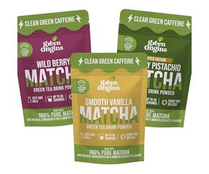 Green Origins Flavoured Matcha Bundle - Smooth Vanilla, Creamy Pistachio, Wild Berry