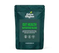 Green Origins Gut Greens Blend for Gut Health| High Plant-Base Fibre from Chicory Root Inulin, Spirulina, Wheatgrass Powder| 10 Servings, 100g| No Additives| Vegan & Kosher
