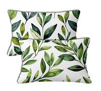 Green Outdoor Cushions 40x60 cm Outdoor Waterproof Cushion Covers Natural Pattern Double Sided Printing Linen Pillowcases Set of 2 Sofa Throw Pillow Case for Garden Furniture Chair Decor Gifts h-1422
