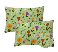 Green Outdoor Cushions 50x80 cm Waterproof Linen Garden Cushions Pack of 2 Large Rectangle Plant Cushion CoversSofa Decorative Pillowcases for Garden Furniture Bench Balcony Farmhouse Decor Gift S1084
