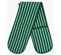 Green Oven Gloves for Kitchen Baking and Cooking, Professional Heavy Duty Butchers Stripe Double Oven Gloves for Pot Pan Tray, Green Heat Resistant Oven Gloves