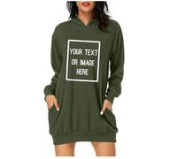 Green Oversized Hoodie Women Customised T Shirt Long Sleeve Tops Personalised Hoodies Long Tunic Tops Design Your Own Hoodie Casual Sweatshirt Hooded Jumpers Baggy Sweatshirt Clearace