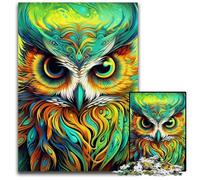 Green Owl 1000Pc Adults Jigsaw Puzzle cardboard Jigsaw Perfect Home Or Office Decor, Ideal 26X38CM/10.23x14.96inch