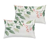 Green Pack of 2 Outdoor Waterproof Velvet Cushions Covers 80x100 cm Leaf Rectangle Cushion Covers with Invisible Zipper, Double Sided Printing Pillowcases for Garden Bench Indoor Sofa Bed 1B-782