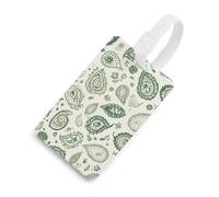Green Paisley Floral Luggage Tags for Suitcases Handbag Tag Labels Travel Accessories Privacy Cover ID Label