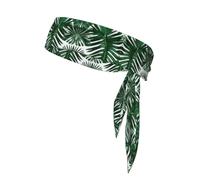 Green Palm Leafs Print Tennis Tie Headband Hair Band Unisex Sport Head Tie for Basketball,Running,Karate