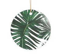 Green Palm Leafs Print Wedding Gift Ideas for Couples, A Just Married Acrylic Christmas Tree Ornament