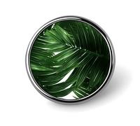 Green Palm Leaves Badge Holder Personalized Metal Button Pin Fashion Round Badge with Pattern Pin DIY Button Badges Exquisite Brooch Crafts Gift Clothes Decorative Pins