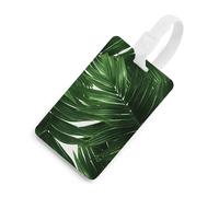 Green Palm Leaves Luggage Tag Classic Personalized Repeated Luggage Tag Cute Unique Travel Essentials Identifiers for Women Men Baggage Backpack Handbag Suitcase