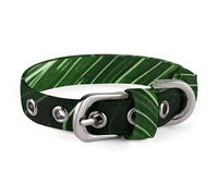 Green Palm Leaves Pet Collar Oxford Adjustable Safety Dog Collars Cute Outdoor Training Pet Collars Easy Clean Floral Print Puppy Collar for City Pet Owners