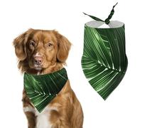 Green Palm Leaves Pet Scarf Adjustable Pet Accessories Triangular Scarf Washable Floral Print Puppy Bib Bandana Stylish Comfortable Cat Scarves for Holiday Scarfs