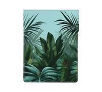 Green Palm Leaves Printed 13 Inch Laptop Sleeve PU Leather Shockproof Notebook Computer Bag Cover Tablet Carrying Case
