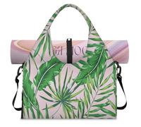 Green Palm Leaves Sports Duffel Bag for Women Men Tropical Palm Weekend Overnight Bag with Shoe Compartment Shoulder Tote Luggage Bag for Yoga Gym Travel