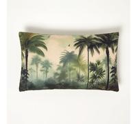 HOMESCAPES Luxe Cushions With Covers Included Green Palm Sepia Filled Cushion, Super Soft Tropical Art Decorative Boudoir Pillow, 30 x 50cm