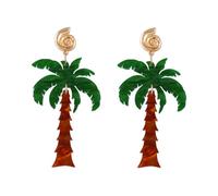 Green Palm Tree Dangle Earrings for Women Lightweight Resin Tropical Green Leaf Plant Statement Drop Dangling Stud Earring Fashion Creative Festival Halloween Beachy Jewelry Gifts Nature Lover, M