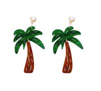 Green Palm Tree Dangle Earrings for Women Lightweight Resin Tropical Green Leaf Plant Statement Drop Dangling Stud Earring Fashion Creative Festival Halloween Beachy Jewelry Gifts Nature Lover, M