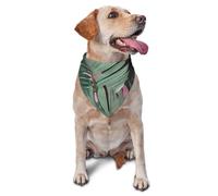 Green Palm Tree Leaves Dog Bandana Pet Scarf Accessories for Small Medium Dogs Cats Photo Prop, Triangle Pet Bandanas Adjustable Puppy Bib Washable Dog Kerchief Puppy Neckerchief