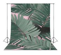 Green Palm Tree Leaves Pink Backdrop Background for Photography High Density Polyester Fabric Background Banner Seamless Photo Booth Prop Backdrop 56"x118" for Birthday Party Decor Photoshoot Banner P
