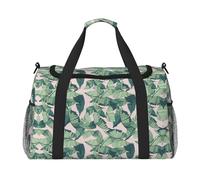 green palm tree leaves pink Hand Travel Bag - Large Reusable Shopping Tote Bag, Perfect for Outdoor Activities, Sports, Camping & Groceries, Black, One Size