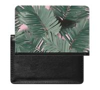 Green Palm Tree Leaves Pink Passport Holder Passport Cover Protector Essentials with Credit Card Slots for Women Men