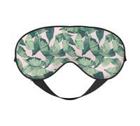 Green Palm Tree Leaves Pink Print Breathable Full-Cover Eye Mask Stylish Adjustable Nap Night Restful Environment