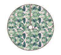 Green Palm Tree Leaves Pink Print Christmas Tree Skirt Festive Decoration For The Perfect Holiday Ambience