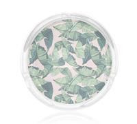 Green Palm Tree Leaves Pink Print Round Glass Ashtray For Decor Living Room Bedroom Meeting Room Smoking Accessory