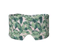 Green Palm Tree Leaves Pink Print Sleep Eye and Ear Muffs Mask - Adjustable Yoga Travel Headband, Keep Warm Shading Comfortable Aid