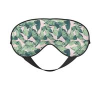 Green Palm Tree Leaves Pink Print Soft Eye Mask â€“ Comfortable Sleep, Blocks Light, Full Eye Coverage, Ideal for Travel, Meditation