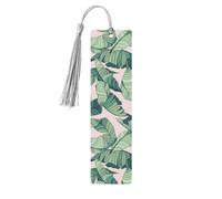 Green Palm Tree Leaves Pink Wooden Bookmark Book Lovers Tassels Crafts Accessories Reading Book Club Party