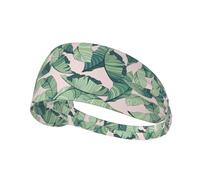 green palm tree leaves Printed Running Headband Women, Foldable Adjustable Width, Non Slip for Workout Washing and Spa