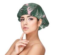 Green Palm Tree Leaves Satin Bonnet Silk Bonnet, Hair Bonnet For Sleeping, Soft Double Layer Silk Sleeping Cap Hair Wrap For Women Natural Hair Curly Hair Braided Hair Long Hair