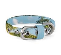 Green Palm Trees Ocean Dog Collar, Soft Comfortable Pet Collar for Small & Medium Dogs, Adjustable Durable Cat Collars for Puppies