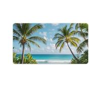 Green Palm Trees Ocean Mouse Pad, Non-Slip Rubber Desk Mat with Stitched Edge, Large Mouse Pad for Keyboard, Laptop, Office & Home Decor, 40X75cm