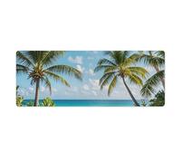 Green Palm Trees Ocean Mouse Pad, Non-Slip Rubber Desk Mat with Stitched Edge, Large Mouse Pad for Keyboard, Laptop, Office & Home Decor, 30x80cm