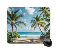 Green Palm Trees Ocean Mouse Pad Non-Slip & Waterproof Mousepad for Desk, Ultra Thin Rectangle Mouse Mat for Office, Gaming, 25 * 30cm