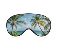 Green Palm Trees Ocean Sleep Mask for Women Men, Soft Eye Mask with Adjustable Strap for Sleeping, Light Blocking Travel Blindfold for Nap Comfortable Eye Cover for Home Office