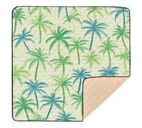 Green Palm Trees Summer Soft Thick Baby Floor Play mat for Indoor Outdoor Cozy Breathable Foldable Padded Baby Mat for Baby Toddler Infant, 50'' x 50''alfombra de juegos