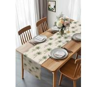 Green Palm Trees Vintage Linen Table Runner 90 Inches Long, Summer Country Tree Plant Washable Table Runners Heat-Insulation Kitchen Dining Table Decorations for Home Party Decor 13x90in