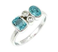 Green Paraiba Tourmaline Stone Women Silver Plated Ring C1152AS_Q 1/2