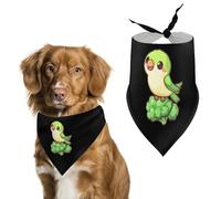 Green Parrot on Broccoli Funny Dog Bandanas Adjustable Pet Neckerchief Summer Triangle Scarf for Small Medium Large Pets