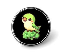 Green Parrot on Broccoli Round Metal Badges Decorative Brooches Fashionable Lapel Pin for Hat Backpack Clothing