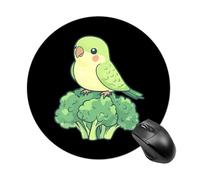 Green Parrotlet Bird Broccoli Round Mouse Mat 20CM Desk Pad Non-Slip Rubber Gaming Mousepad Desktop Mousemat
