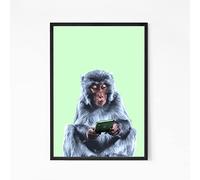 Green Pastel Colour Monkey Poster, Colourful Animal Wall Art, Quirky, Funny Nature Print, Fun Jungle Safari Animal Set, Home, Bedroom, living roomA3 or A4 Print Only, Unframed (A3)