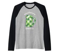 Green Patchwork Beer Mug St Patricks Day Shamrock Clover Raglan Baseball Tee