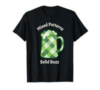 Green Patchwork Beer Mug St Patricks Day Shamrock Clover T-Shirt