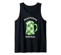 Green Patchwork Beer Mug St Patricks Day Shamrock Clover Tank Top