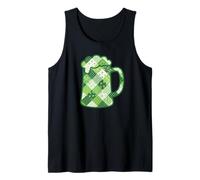 Green Patchwork Beer Mug St Patricks Day Shamrock Clover Tank Top