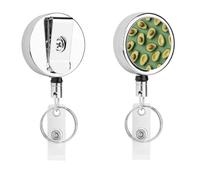 Green Pattern Badge Reel Retractable Stainless Steel Badge Clip with Lanyard Cute Badges Reel Holder Heavy-Duty Nurse Doctor Name Tag Badges Clip for Work