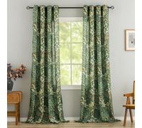 Green Pattern Curtains 95 Inch Length 2 Panels Vintage Boho Botanical Leaf Floral Curtains for Living Room, Grommet Semi-Sheer Privacy Linen Drapes French Country Cottagecore Curtain, 50 x 95 Inch